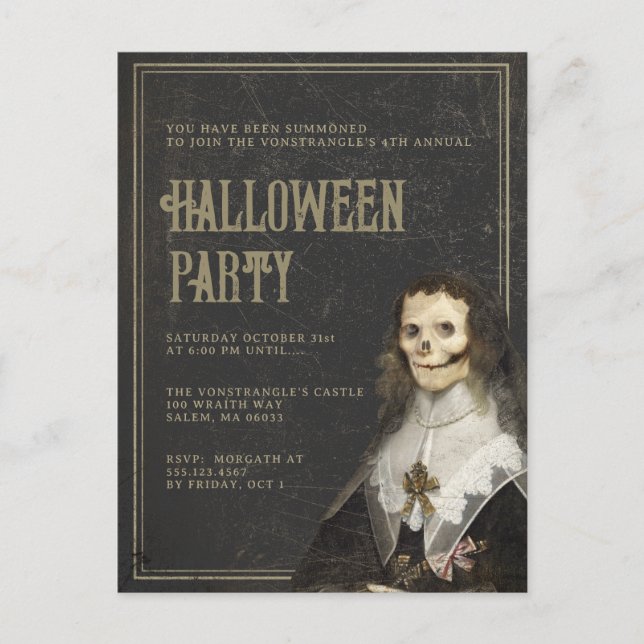 Adult Halloween Victorian Gothic Party Postcard (Front)