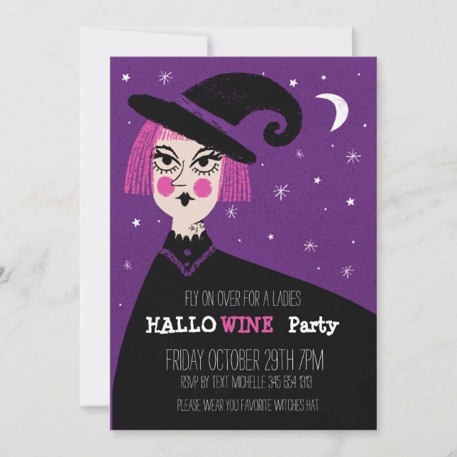 Adult Halloween Wine Party ladies night Invitation (Front)