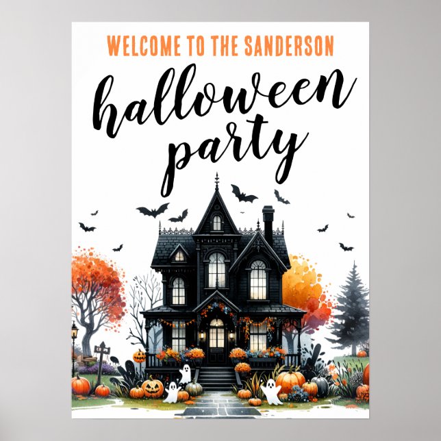 Adult Haunted House Halloween Party Sign (Front)