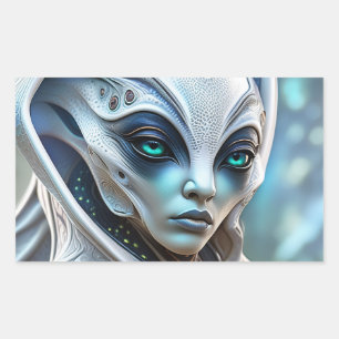 Adult humanoid female alien insecticide typically  rectangular sticker