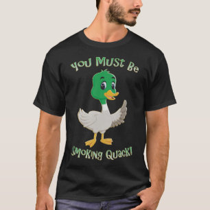 Adult Humour Duck Smoking Quack Pun Funny Dad Gift T-Shirt