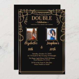 Adult Joint Birthday Party  2 Photo Invitation