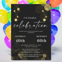 Adult Joint Birthday Party | Black Gold Glitter