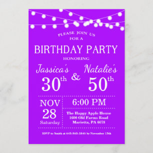 Adult Joint Birthday Party Invitation Purple