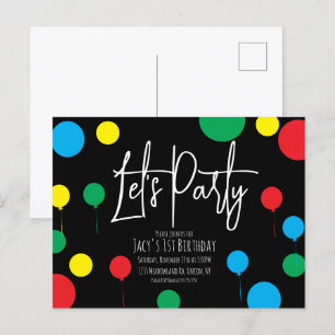 Adult Kids Birthday Party Dots Balloons Postcard