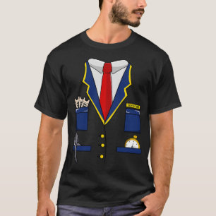 Adult Kids Railroad Halloween Train Conductor Cost T-Shirt