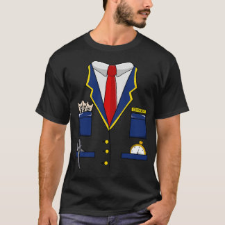 Adult Kids Railroad Halloween Train Conductor Cost T-Shirt