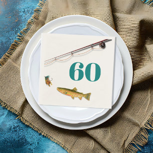 Adult Male Birthday Trout Fishing Theme Napkin