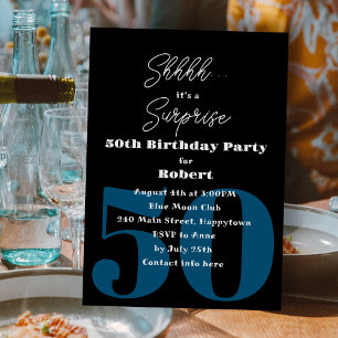 Adult Male Surprise Birthday Party Black Invitation