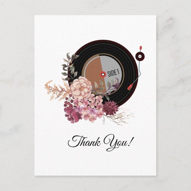 adult music, vinyl record thank you card (Front)