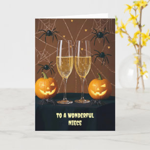 Adult Niece Halloween Cute Funny Champagne Card