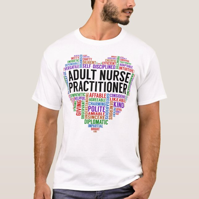 Adult Nurse Practitioner Heart T-Shirt (Front)