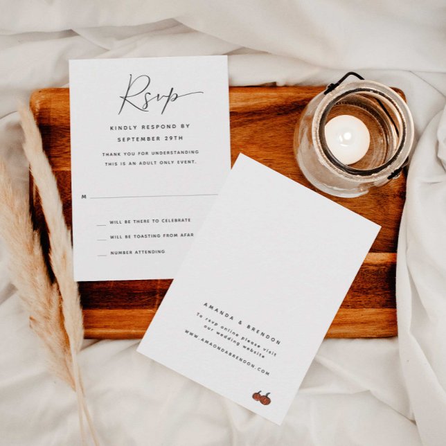 Adult Only Modern | Pumpkins Wedding RSVP Card (Creator Uploaded)