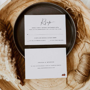 Adult Only Two Guest Pumpkins Wedding RSVP Card