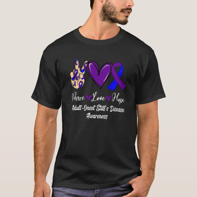 Adult-Onset Still’S Disease Peace Love Hope Purple T-Shirt (Front)