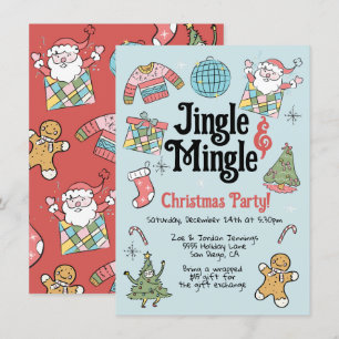 Adult or Kids Retro Doodle Christmas Party Invitation
