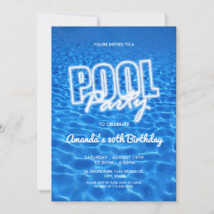  Adult Pool Party birthday Invitation