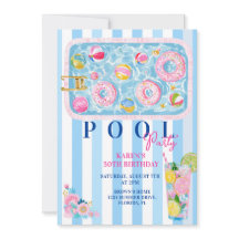 Adult Pool Party Invitation Adult Summer Birthday