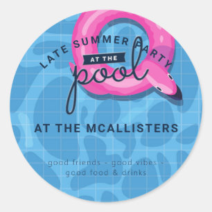 Adult Pool Party Late Summer Celebration Classic Round Sticker