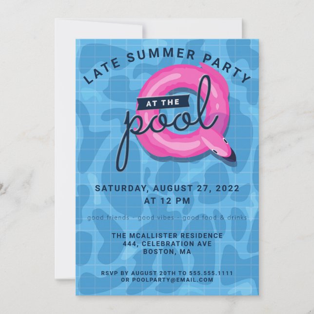 Adult Pool Party Late Summer Celebration Invitation (Front)