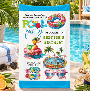 Adult Pool Party Summer Beach Birthday  Banner
