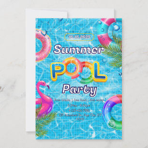 Adult Pool Party Summer Beach Invitation