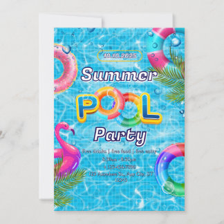 Adult Pool Party Summer Beach Invitation