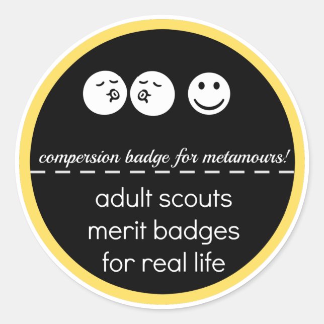 Adult Scout Merit Badge: Compersion Classic Round Sticker (Front)