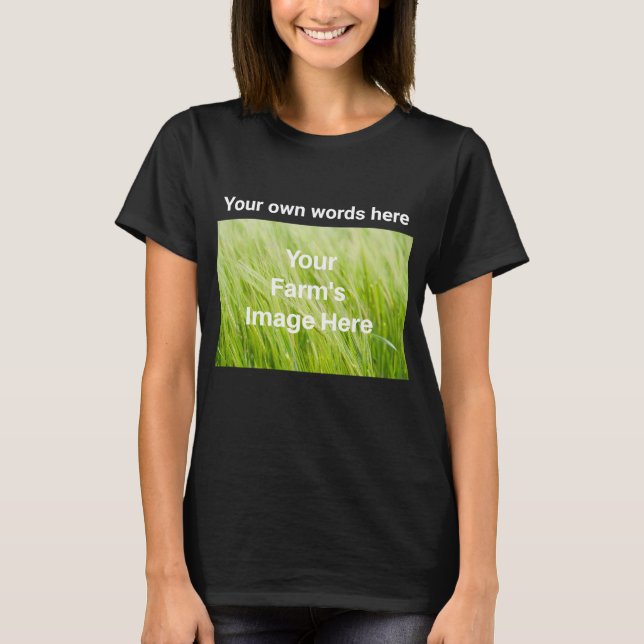 adult sized, black, your own farm image & text T-S T-Shirt (Front)