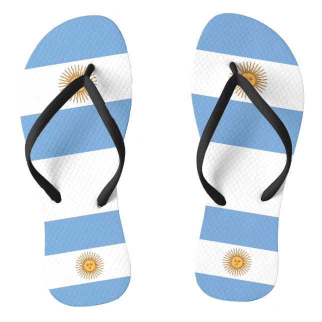 Adult Slim Straps with Flag of Argentina Flip Flops (Footbed)