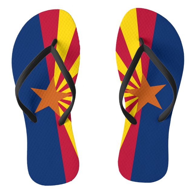 Adult Slim Straps with Flag of Arizona, USA Flip Flops (Footbed)