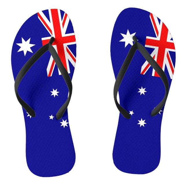 Adult Slim Straps with Flag of Australia Flip Flops (Footbed)