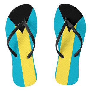 Adult Slim Straps with Flag of Bahamas Flip Flops