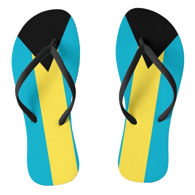 Adult Slim Straps with Flag of Bahamas Flip Flops (Footbed)