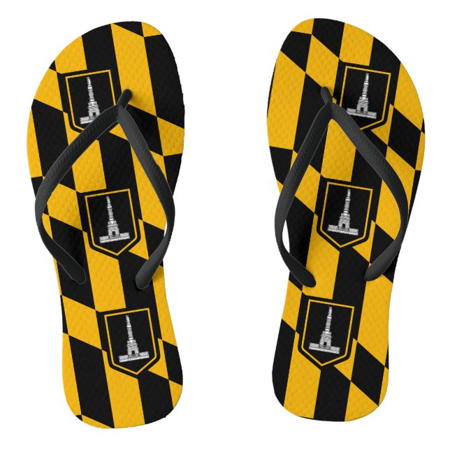 Adult Slim Straps with Flag of Baltimore, USA Flip Flops (Footbed)
