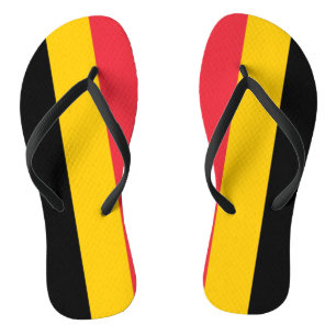 Adult Slim Straps with Flag of Belgium Flip Flops