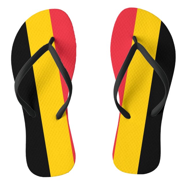 Adult Slim Straps with Flag of Belgium Flip Flops (Footbed)