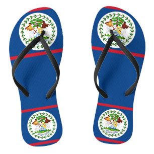 Adult Slim Straps with Flag of Belise Flip Flops