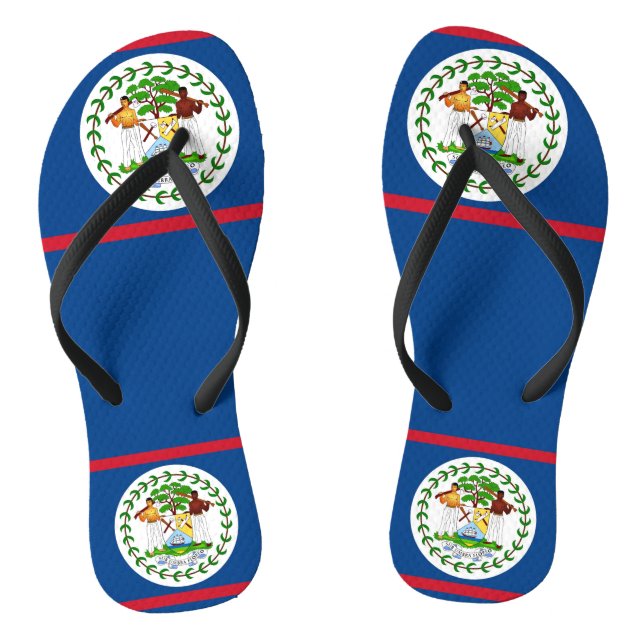 Adult Slim Straps with Flag of Belise Flip Flops (Footbed)