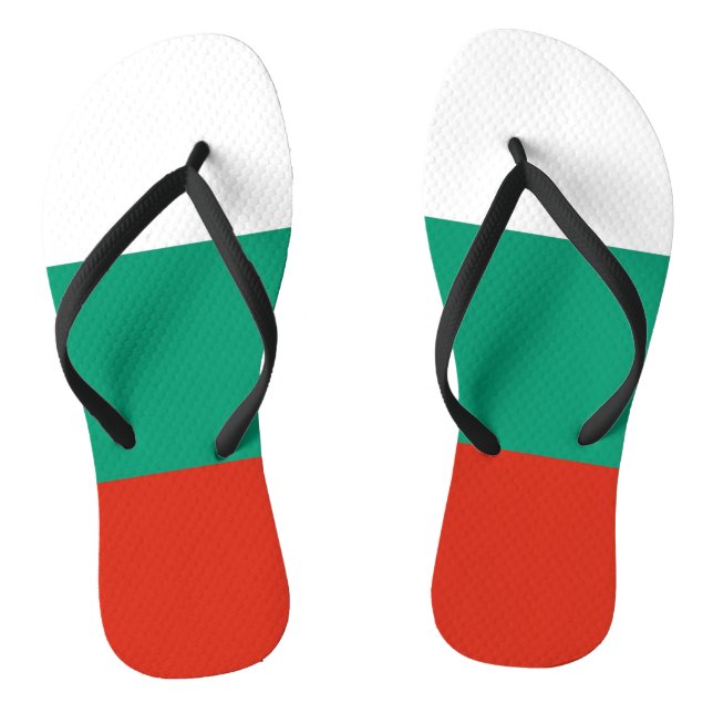 Adult Slim Straps with Flag of Bulgaria Flip Flops (Footbed)
