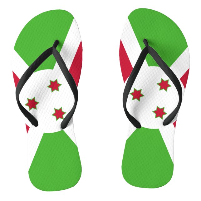 Adult Slim Straps with Flag of Burundi Flip Flops (Footbed)