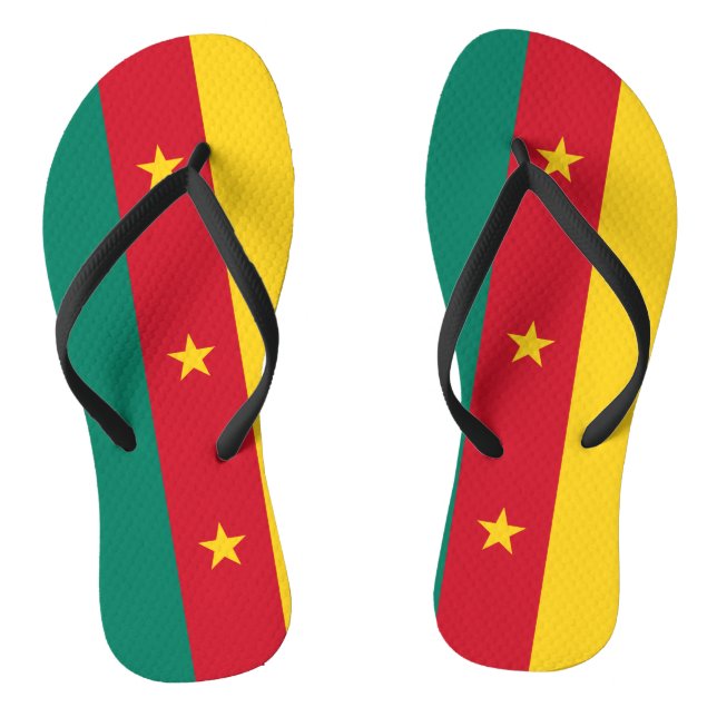 Adult Slim Straps with Flag of Cameroon Flip Flops (Footbed)