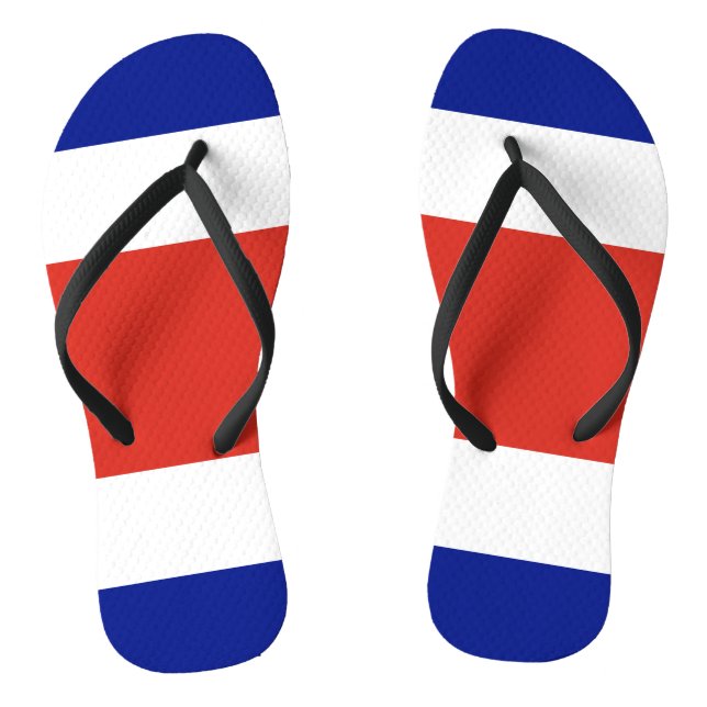 Adult Slim Straps with Flag of Costa Rica Flip Flops (Footbed)