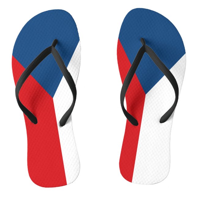 Adult Slim Straps with Flag of Czechia Flip Flops (Footbed)