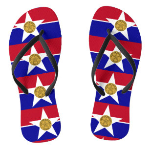 Adult Slim Straps with Flag of Dallas, USA Flip Flops