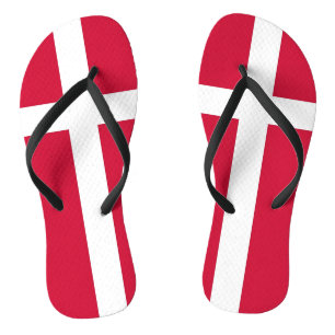 Adult Slim Straps with Flag of Denmark Flip Flops