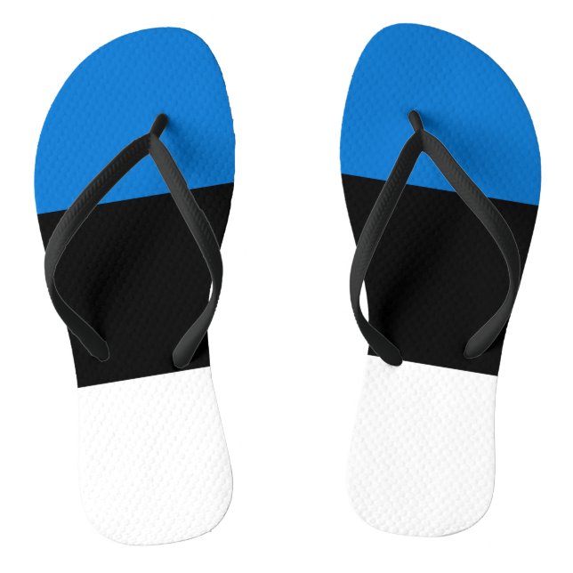 Adult Slim Straps with Flag of Estonia Flip Flops (Footbed)