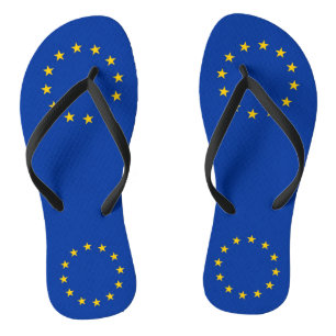 Adult Slim Straps with Flag of European Union Flip Flops
