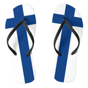 Adult Slim Straps with Flag of Finland Flip Flops