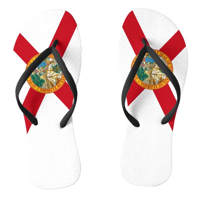 Adult Slim Straps with Flag of Florida, USA Flip Flops (Footbed)